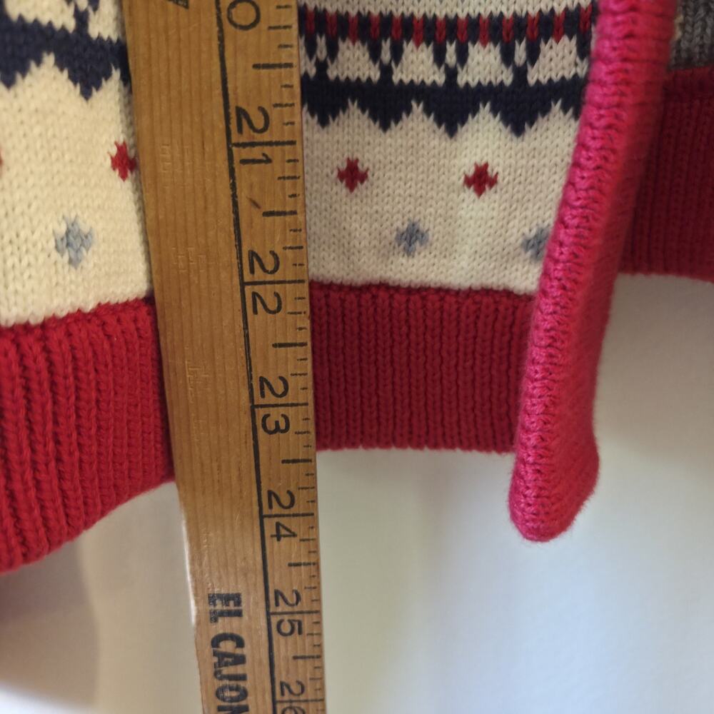 Hannah Andersson Womens M Red Fair Isle Open Cardigan Sweater Polar Bears Cotton - Picture 10 of 10